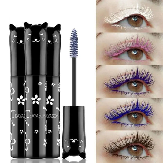 6-Color Mascara with Large Brush Head, Easy to Apply, Non-Clumping, Non-Fading, White, Purple, Royal Blue, Silver, Coffee, Not Easy to Smudge, Mascara and Eyebrow Gel High Class Cosmetics