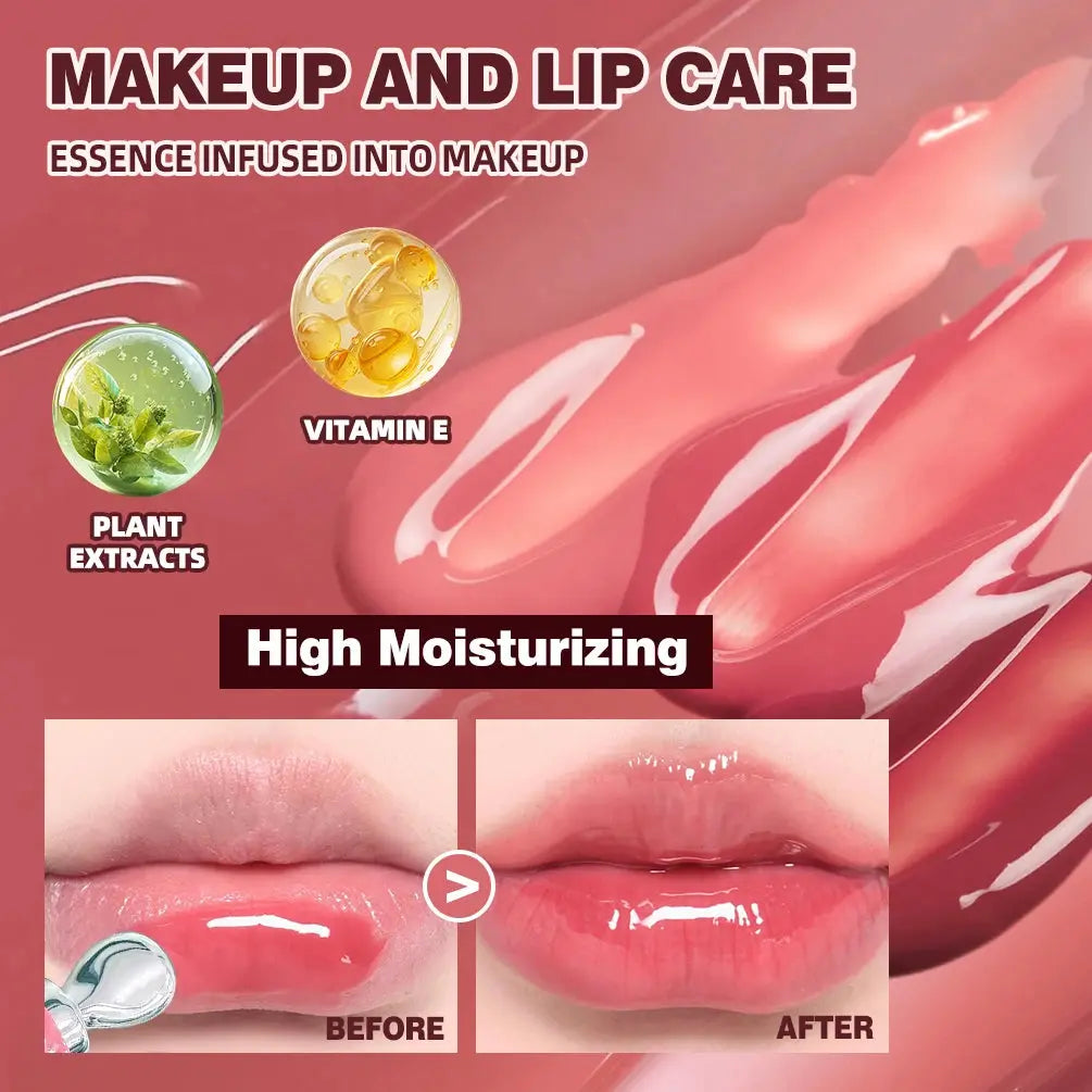 QIBEST Mirror Pearl Lipgloss Long Lasting Moisturizing Lipstick Shine Glitter Lip Glaze Non Stick Cup Jelly Pout Lip Tint Makeup High Class Cosmetics