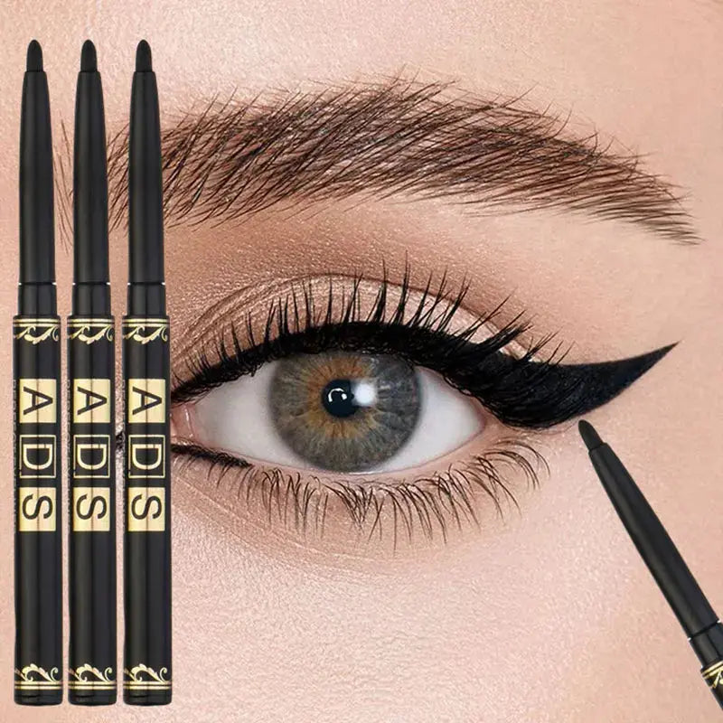 3pcs Black Eyeliner Pencils -Waterproof, Sweatproof & Smudge-Proofwith Easy Twist Application for Flawless Eye Makeup High Class Cosmetics
