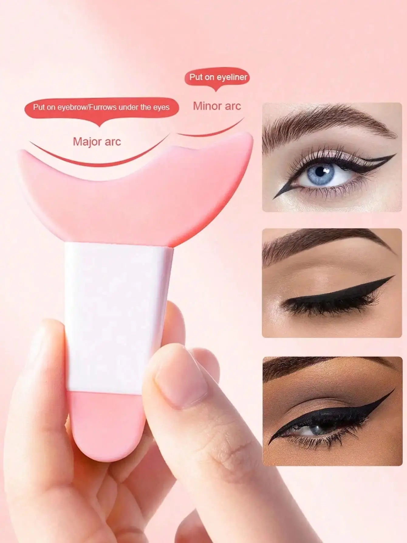1pc Multifunctional Silicone Eyeliner & Eyeshadow Aid Tool, Lash Guard & Makeup Shield, Eyeliner Stencil For Beginners, Custom Logo Available High Class Cosmetics