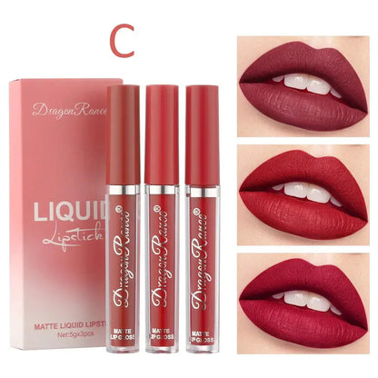3 PCS Liquid Lipsticks Set Long Lasting Make Up For Women Korean Beauty Cosmetics Matte Lipsticks Waterproof Long lasting High Class Cosmetics