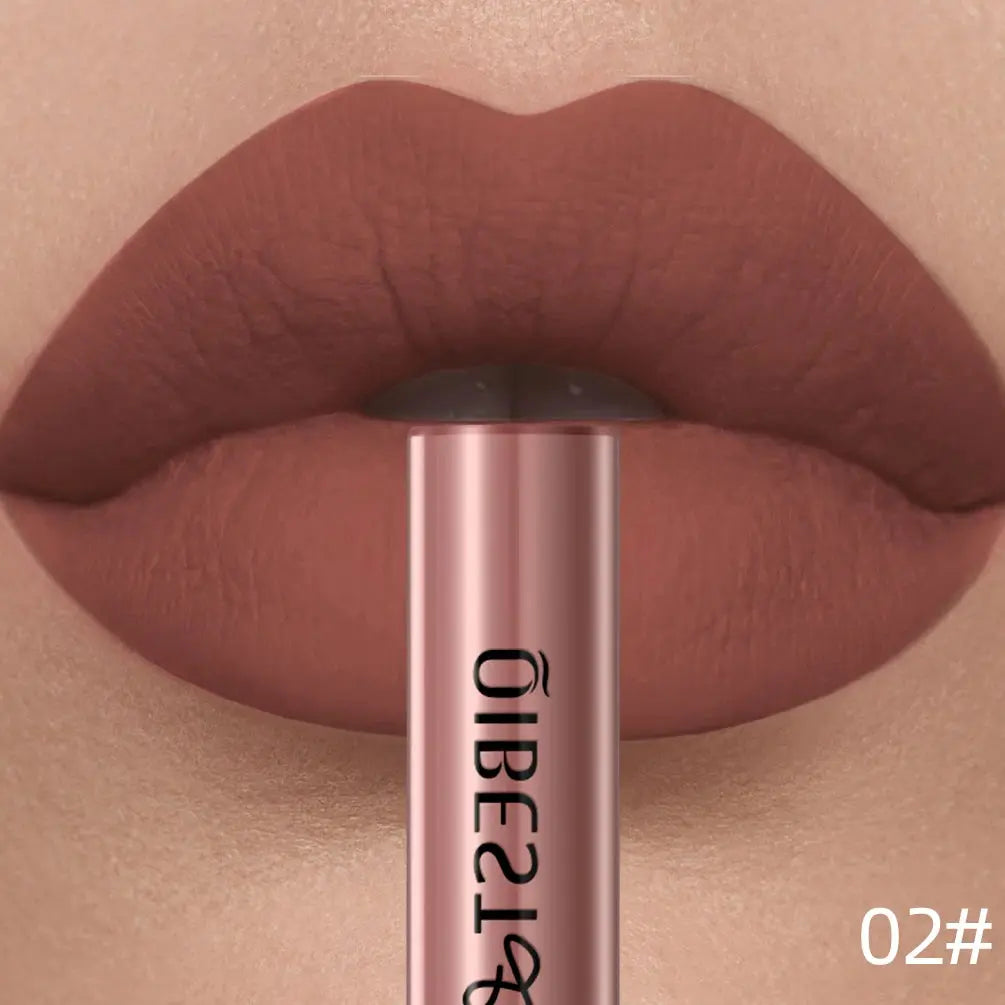 QIBEST Matte Liquid Lipstick Waterproof Long Lasting Velvet Lip Gloss Tint Tube Matte Nude Pigment Red Lipgloss Lips Makeup High Class Cosmetics