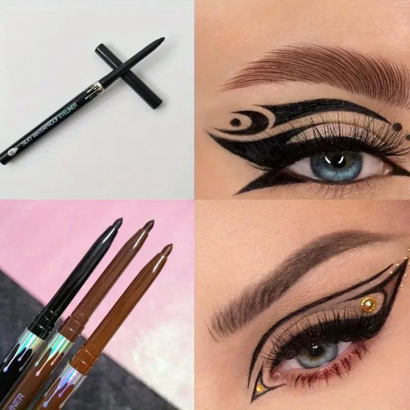Waterproof Black Brown Eyeliner Gel Pencil Ultra-fine Matte Smooth Quick Dry Non-Smudge Easy Wear Eyeliner Pen Makeup for Eyes High Class Cosmetics
