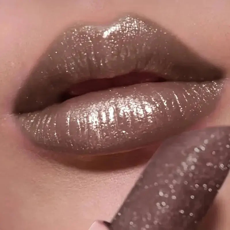 High Shine Pearlescent Lipstick, Long Wear Waterproof Lip Color, Moisturizing Plumping Lipstick for Charming Lips High Class Cosmetics