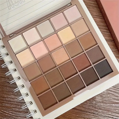 25-Color Eyeshadow Palette - Neutral Gray and Brown Earth Tones, Coffee and Chocolate-Style Shades, Creating a Versatile, Natural to Dramatic Makeup Look High Class Cosmetics
