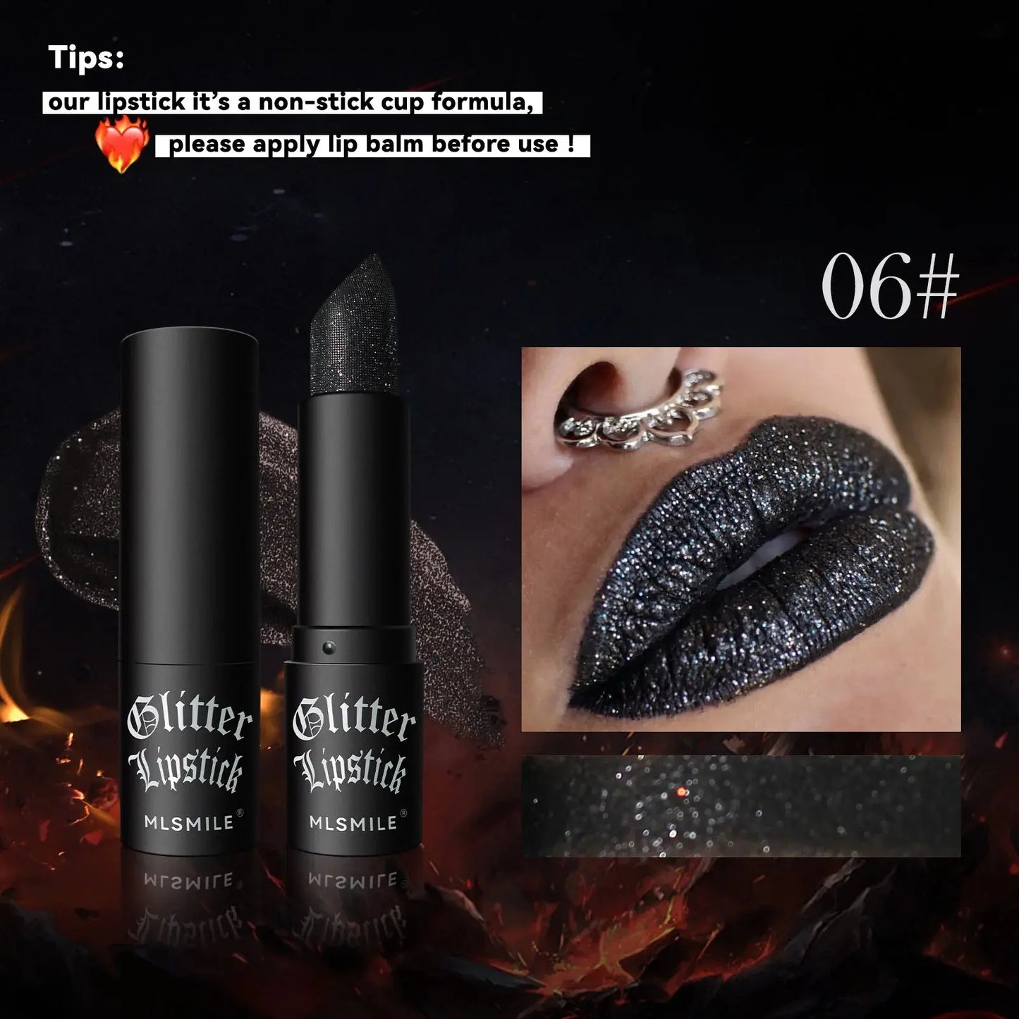 7Colors Glitter Lipstick Waterproof Long Lasting Diamond Pearlescent Metallic Lipstick Black Lipgloss Women Lips Makeup Cosmetic High Class Cosmetics