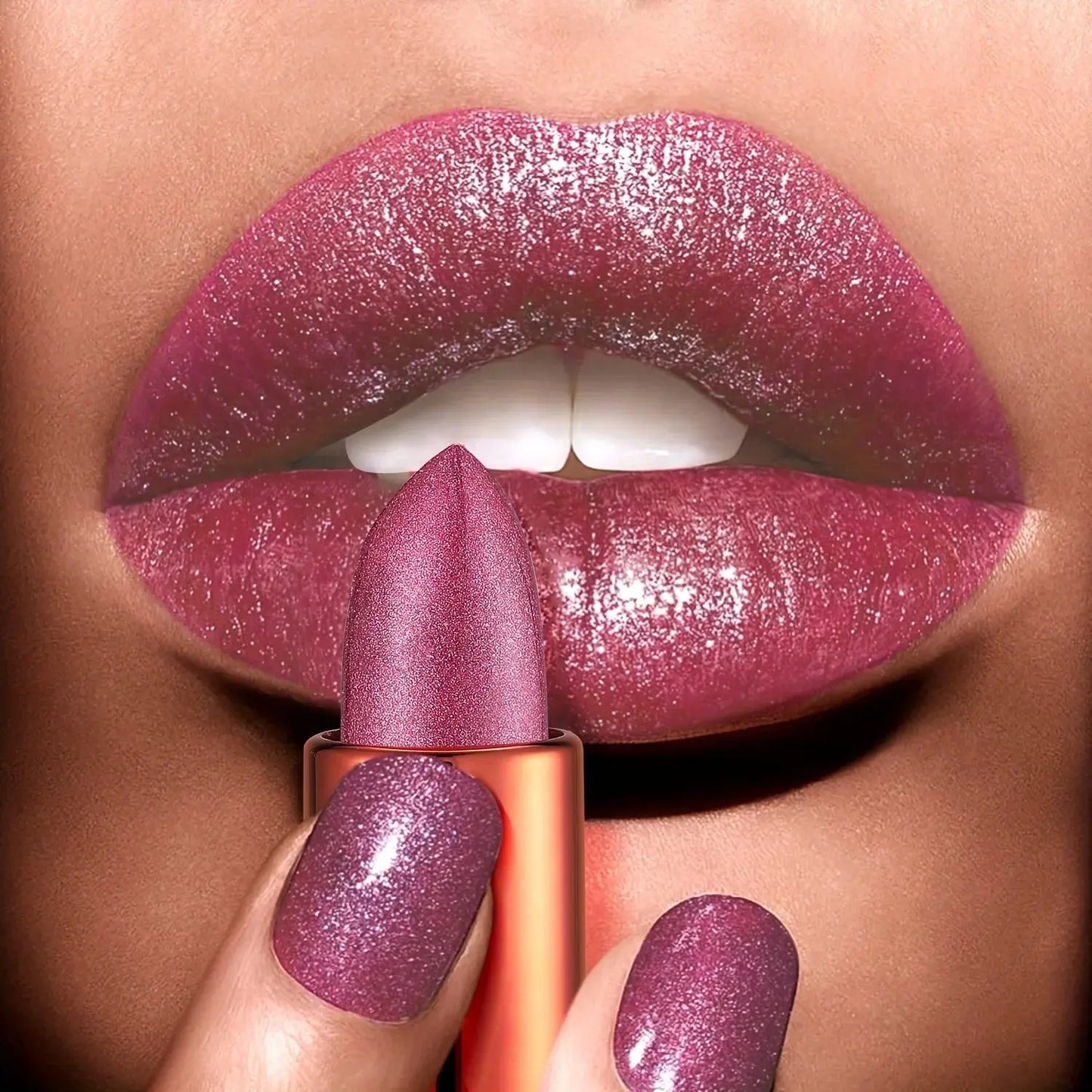 Rose smoke powder, bright starry sky, glossy velvet texture, durable, make your lips shiny, waterproof, anti-fouling. High Class Cosmetics