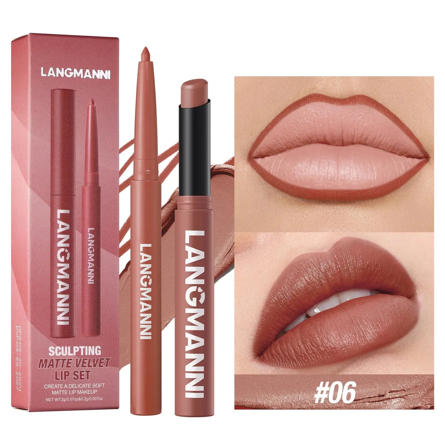 Integrated waterproof lipliner+lipstick lipstick lipstick set,no smudge,no fade,no cup,durable,easy to create a perfect makeup! High Class Cosmetics
