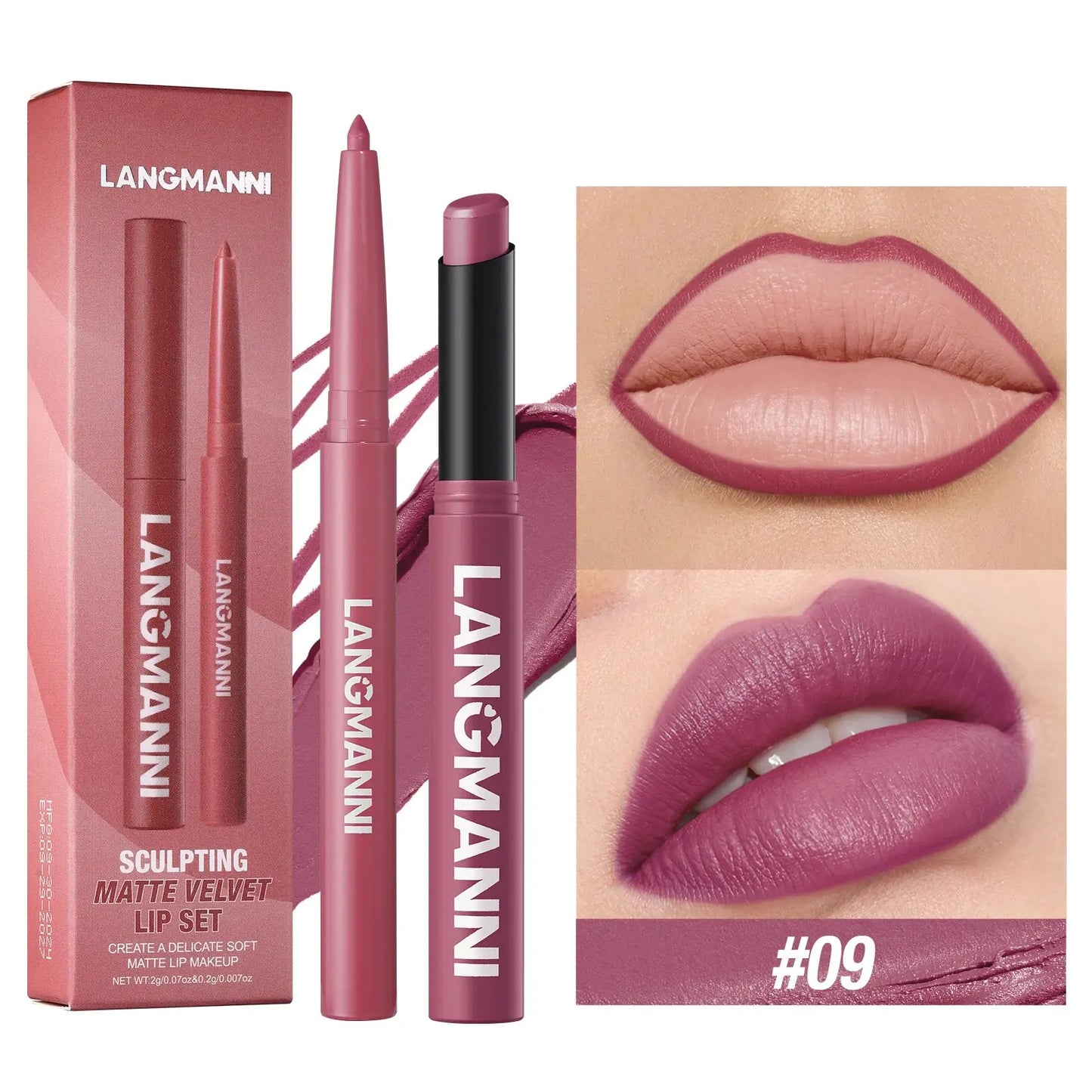 Integrated waterproof lipliner+lipstick lipstick lipstick set,no smudge,no fade,no cup,durable,easy to create a perfect makeup! High Class Cosmetics