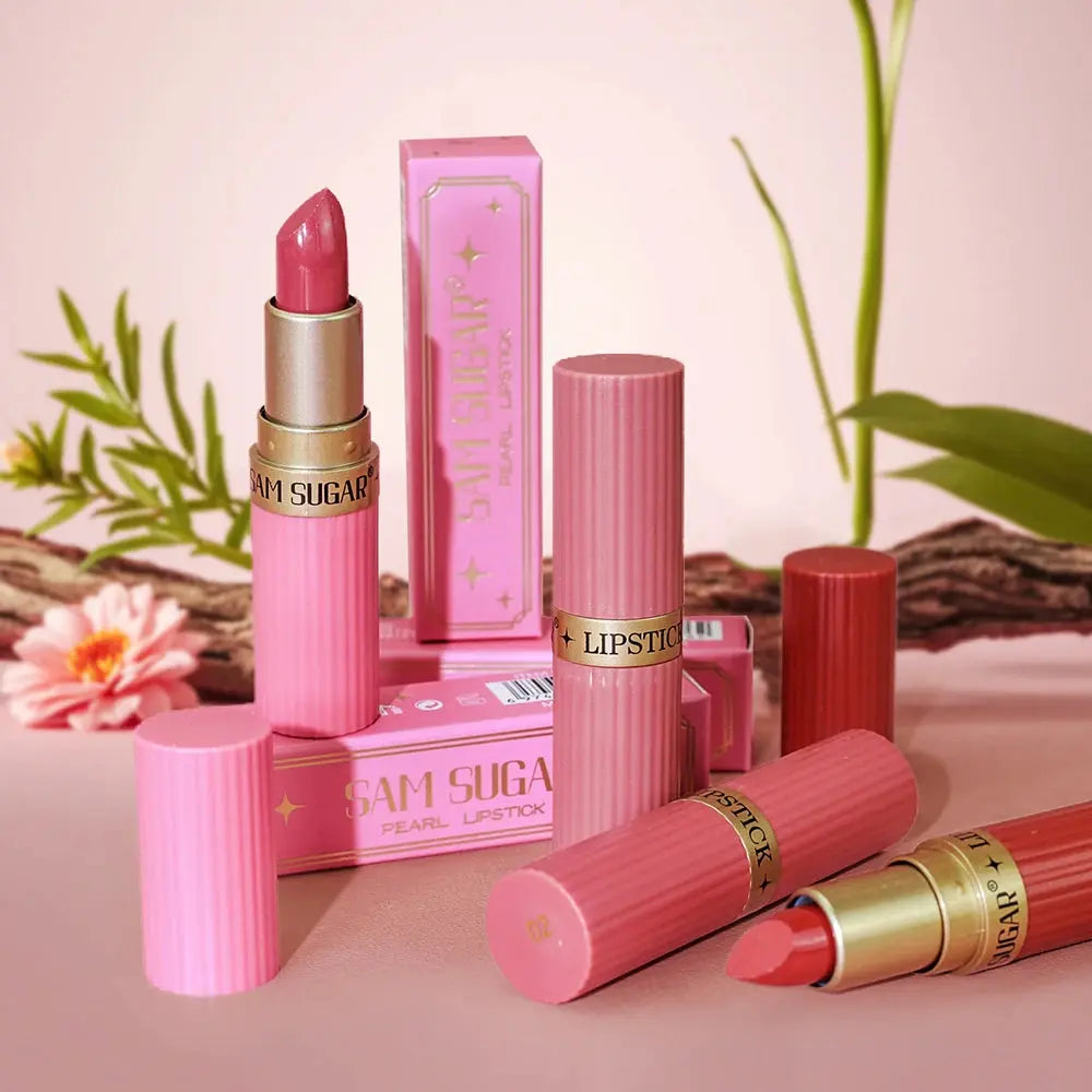 Pearlescent Pink Glitter Velvet Lipstick Metallic Waterproof Long Lasting Matte Shimmer Diamond Lipstick Women Makeup Cosmetic High Class Cosmetics