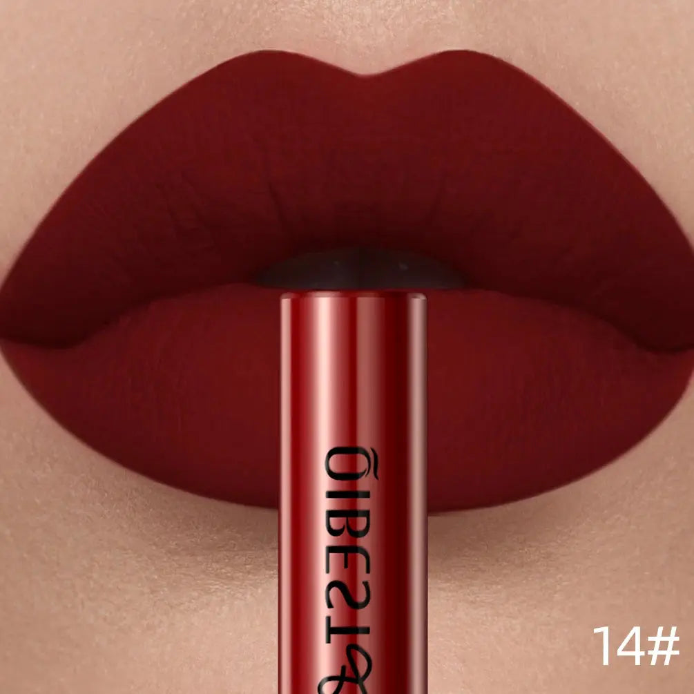 QIBEST Matte Liquid Lipstick Waterproof Long Lasting Velvet Lip Gloss Tint Tube Matte Nude Pigment Red Lipgloss Lips Makeup High Class Cosmetics