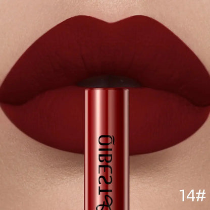 QIBEST Matte Liquid Lipstick Waterproof Long Lasting Velvet Lip Gloss Tint Tube Matte Nude Pigment Red Lipgloss Lips Makeup High Class Cosmetics