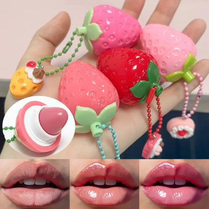 4-Color Random Sending Strawberry Lip Gloss Lipstick Moisturizing Winter Antifreeze Anti Crack Moisturizing Lasting lip balm High Class Cosmetics