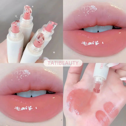 TATIBEAUTY Lip Jelly Essence Hydrating Lipstick Lip Gloss Lip Gloss Mirror Lip Gloss Lipstick Tender Pink Student Makeup High Class Cosmetics