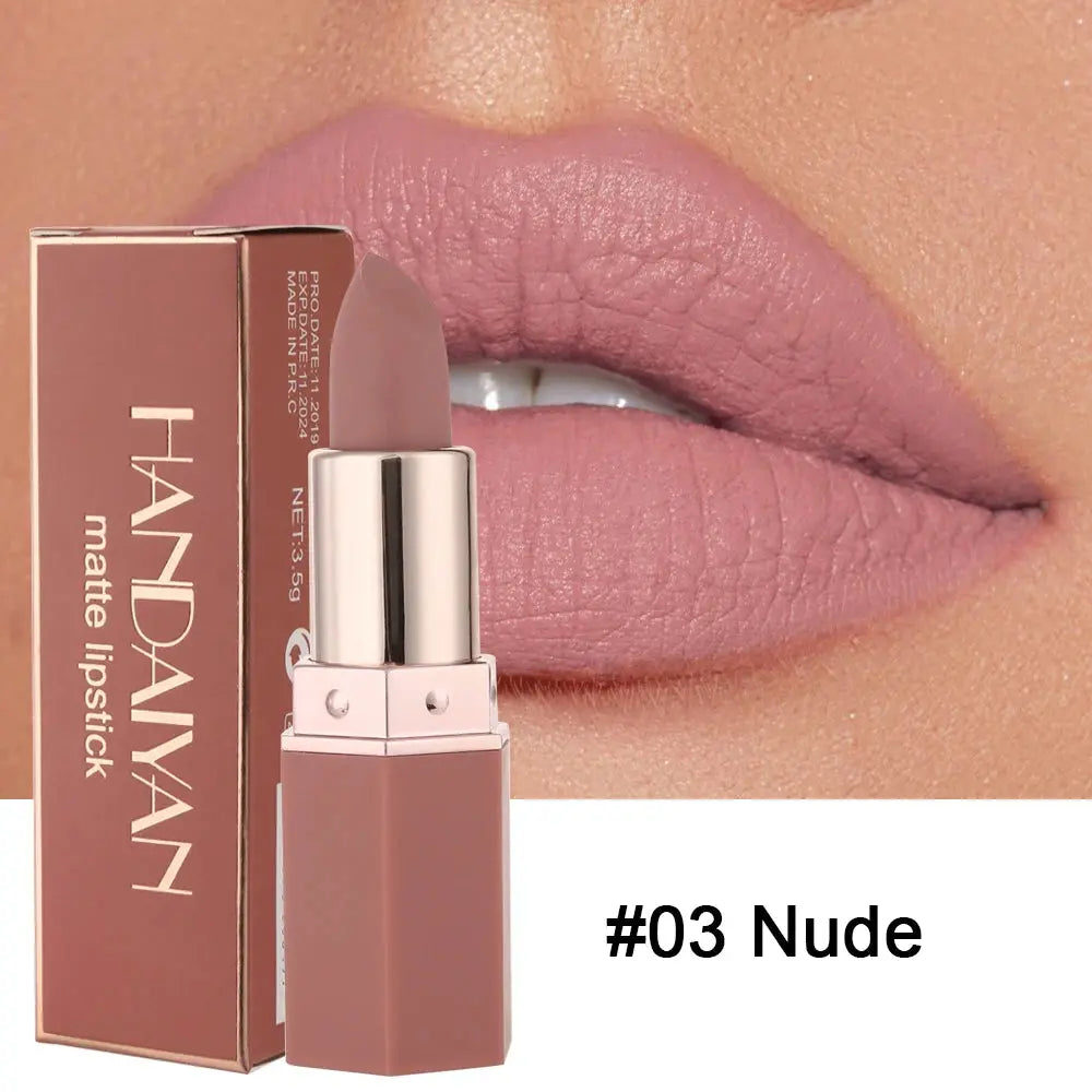 6-Color Matte Lipstick , Non-Fading, Non-Stick Cup Long-Lasting Velvet Finish, Smooth Matte Lip Color Waterproof Smudge-proof High Class Cosmetics