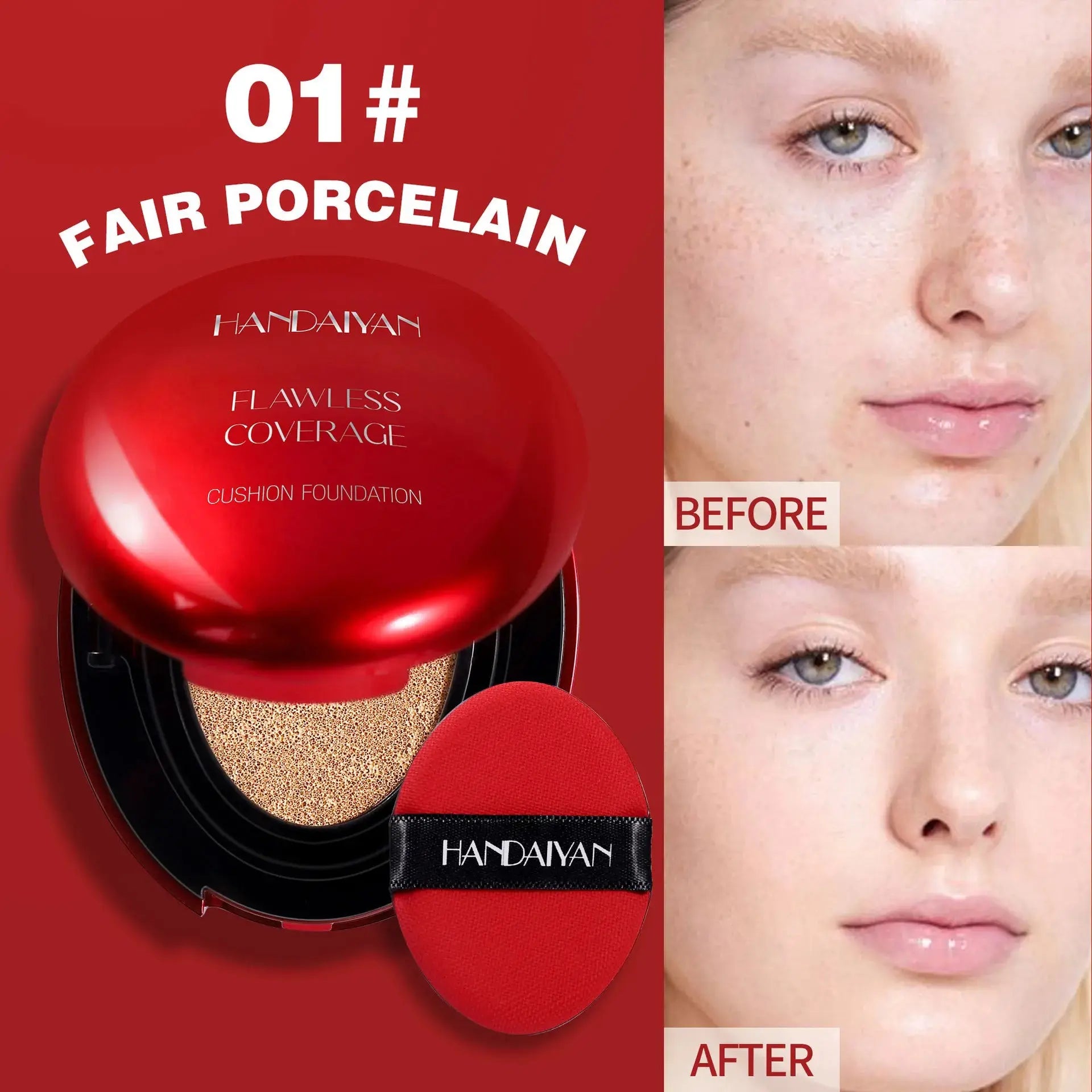 Korean Air Cushion Foundation - Light Natural Moisturizing Concealer Whitening Oil-Control Women's Long-lasting Makeup Base High Class Cosmetics