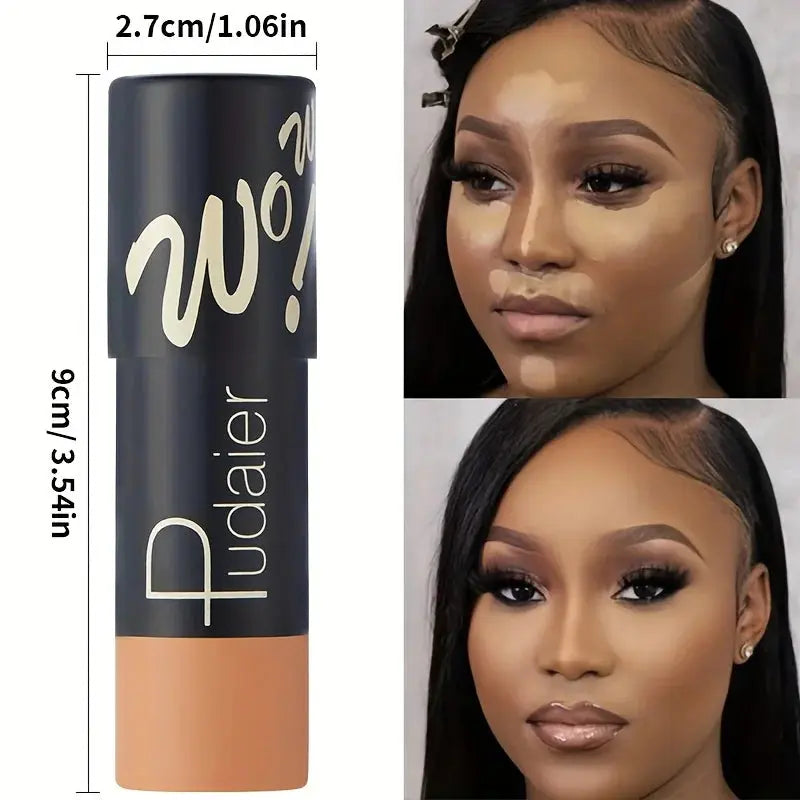 2-in-1 Foundation & Concealer Stick, Waterproof Long Wear, Full Cover, Hide Blemishes, Smooth Base Makeup High Class Cosmetics