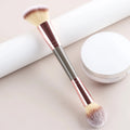 Single Dual-Ended Beauty Brush, Round Blending Brush + Angled Blush Brush Soft Bristle Makeup Tool