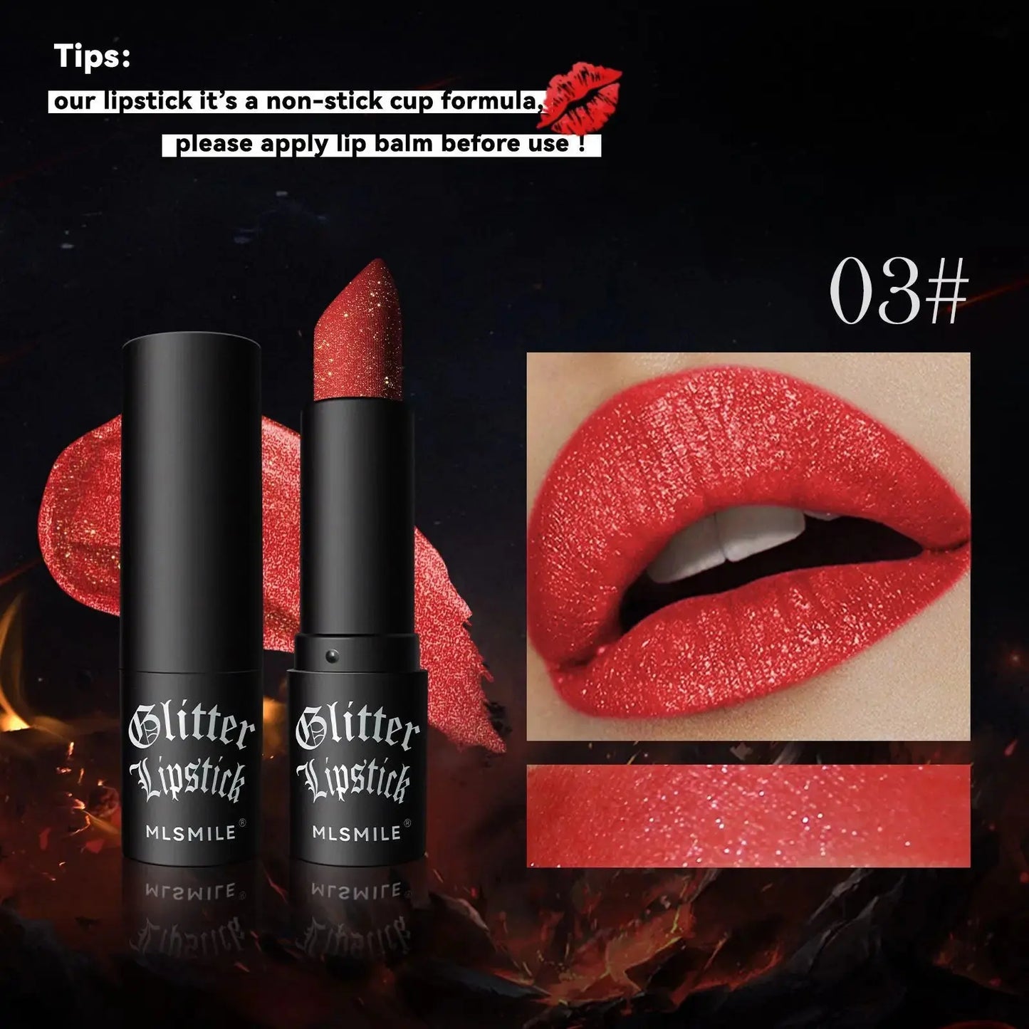 7Colors Glitter Lipstick Waterproof Long Lasting Diamond Pearlescent Metallic Lipstick Black Lipgloss Women Lips Makeup Cosmetic High Class Cosmetics