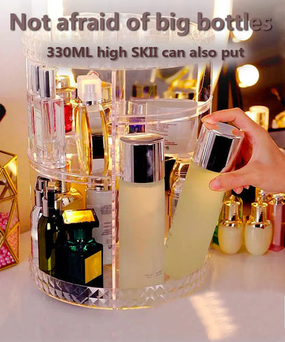360 Degree Rotation Make Up Organizer Box Cosmetic Organizer Transparent Fashion Spin Multi-Function Detachable Acrylic High Class Cosmetics