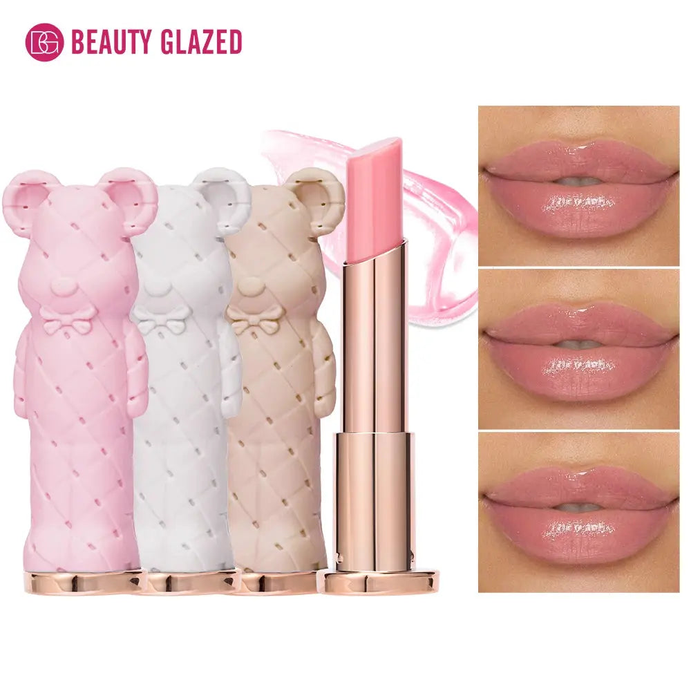 Beauty Glazed Bear Moisturizing Lipstick,Colored Lip Balm,Nourishing Lip stick,Easy To Color,Watery High Class Cosmetics