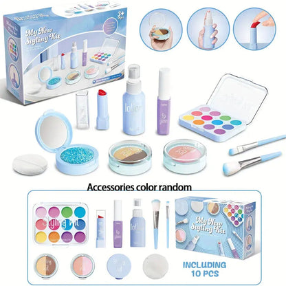 Children's Makeup Toy Set Simulated Beauty Makeup Box Set No Smearing No Liquid 10 Piece Non-toxic Set (Non Real Makeup) High Class Cosmetics