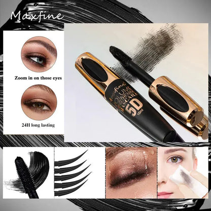 5D Silk Mascara with Big Eyes, Strong and Lasting Black Content and Length, Waterproof and Non-caking, and Prolonged Mascara. High Class Cosmetics