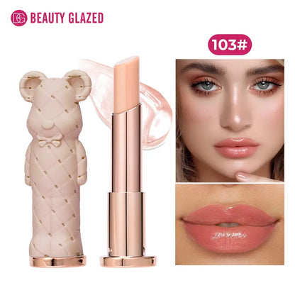 Beauty Glazed Bear Moisturizing Lipstick,Colored Lip Balm,Nourishing Lip stick,Easy To Color,Watery High Class Cosmetics