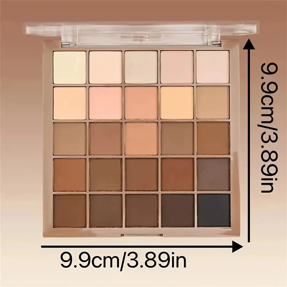 25-Color Eyeshadow Palette - Neutral Gray and Brown Earth Tones, Coffee and Chocolate-Style Shades, Creating a Versatile, Natural to Dramatic Makeup Look High Class Cosmetics