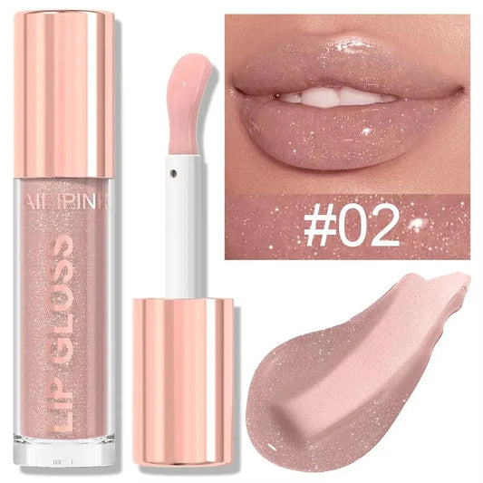 Glitter Lip Gloss Lipstick, Lip Tint Moisturizing Hydrating Long Lasting  Non-Stick Cup Waterproof Nude Lip Plumper High Pigment High Class Cosmetics
