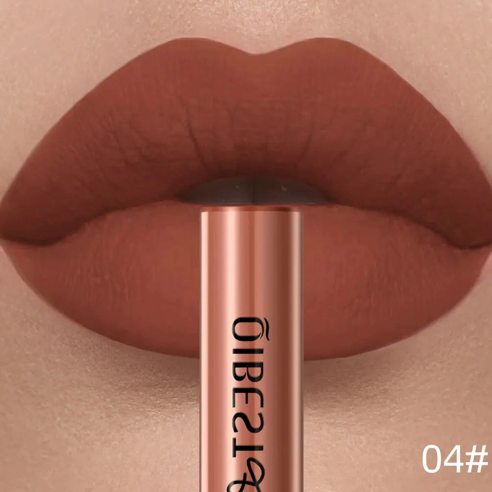 QIBEST Matte Liquid Lipstick Waterproof Long Lasting Velvet Lip Gloss Tint Tube Matte Nude Pigment Red Lipgloss Lips Makeup High Class Cosmetics