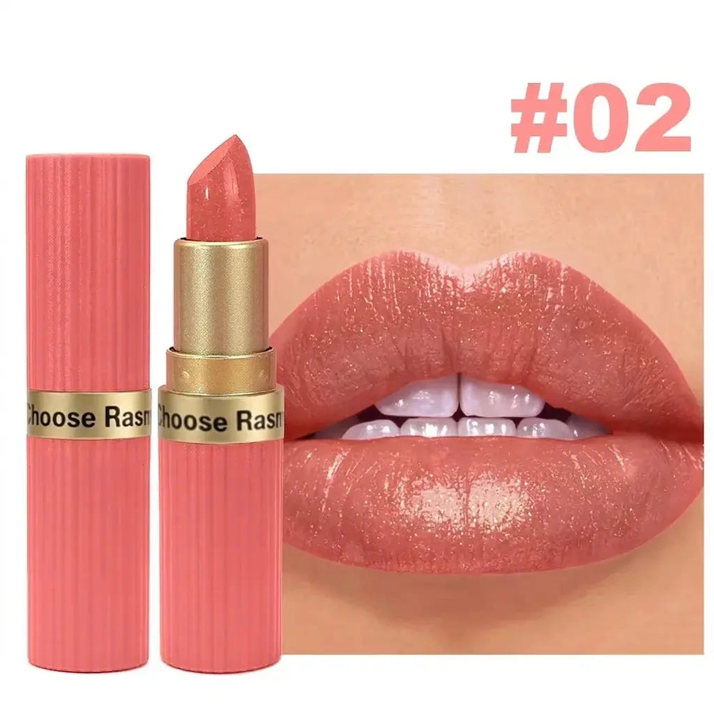 Pearlescent Pink Glitter Velvet Lipstick Metallic Waterproof Long Lasting Matte Shimmer Diamond Lipstick Women Makeup Cosmetic High Class Cosmetics