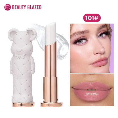 Beauty Glazed Bear Moisturizing Lipstick,Colored Lip Balm,Nourishing Lip stick,Easy To Color,Watery High Class Cosmetics