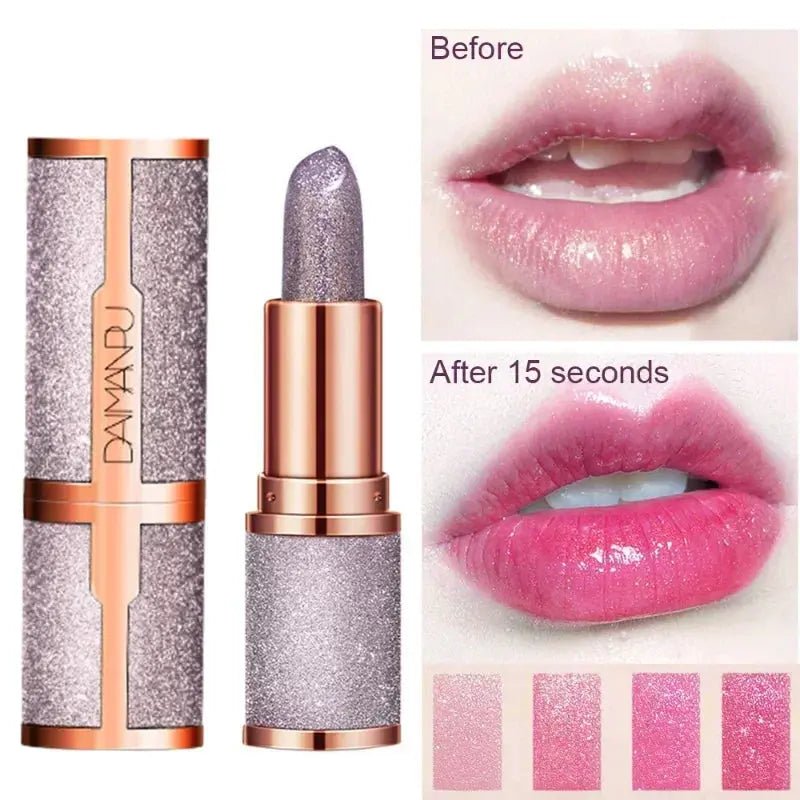 Glitter Lipstick Temperature Color Changing Long Lasting Lip Tint Waterproof Red Pink Sexy Lips Cosmetics Makeup High Class Cosmetics