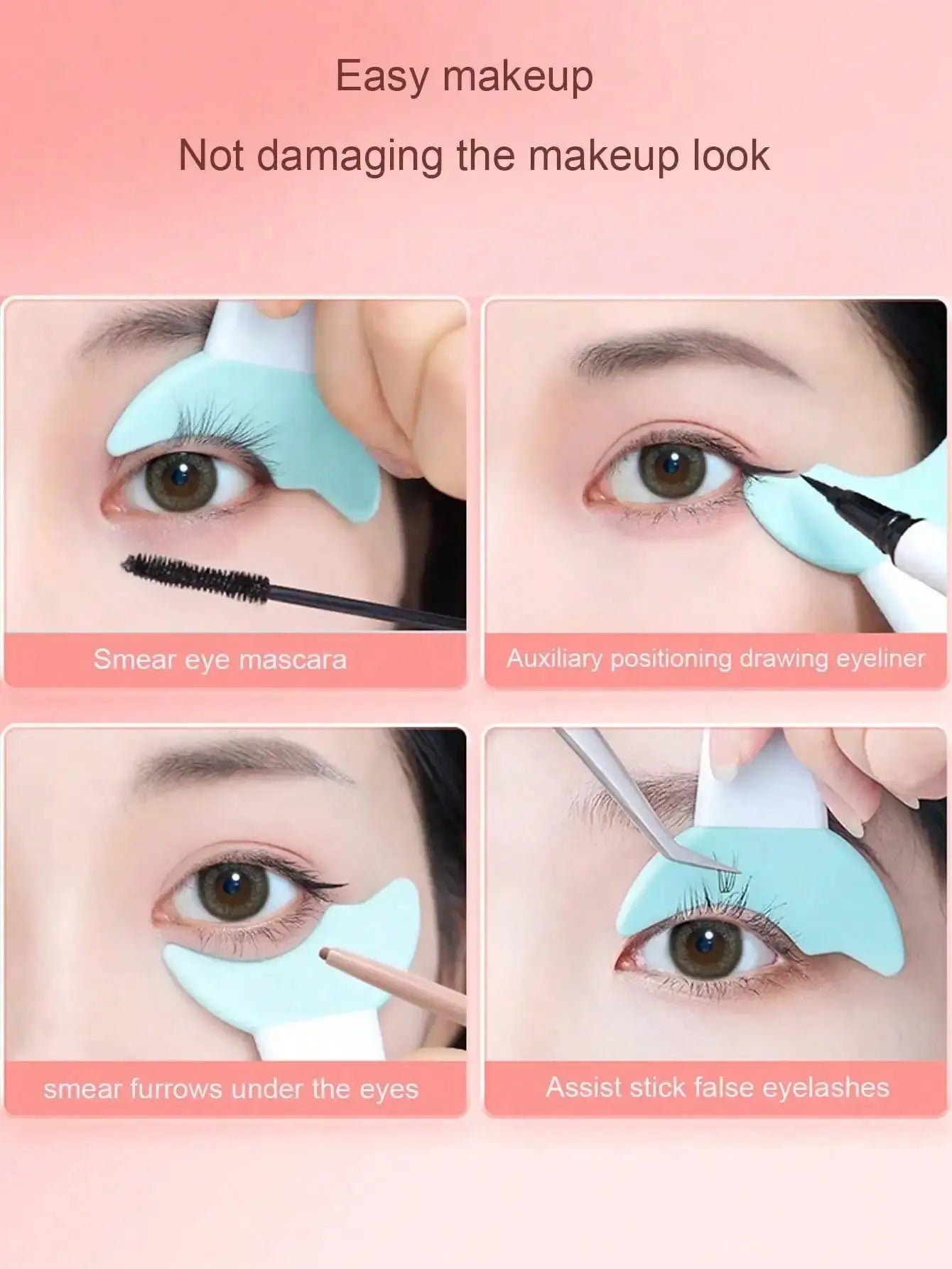 1pc Multifunctional Silicone Eyeliner & Eyeshadow Aid Tool, Lash Guard & Makeup Shield, Eyeliner Stencil For Beginners, Custom Logo Available High Class Cosmetics