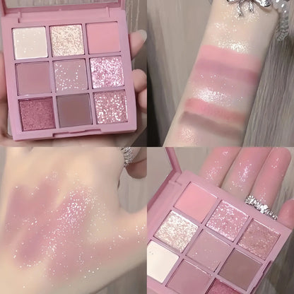 New 9 Color Smokey Eyeshadow Palette Color Glitter Pearl & Matte Pressed Powder Waterproof Pigmented Eyeshadow Palette High Class Cosmetics