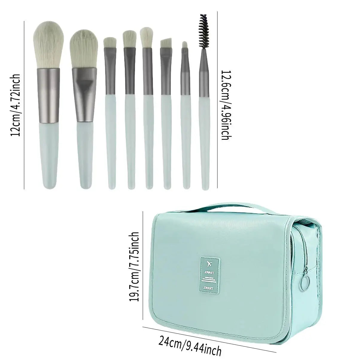 Multi piece set of beauty tools, blue hair with water droplets, powder puff, skin friendly, soft makeup brush, complete set High Class Cosmetics
