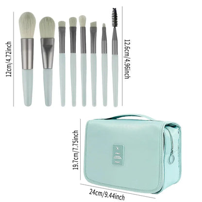 Multi piece set of beauty tools, blue hair with water droplets, powder puff, skin friendly, soft makeup brush, complete set High Class Cosmetics