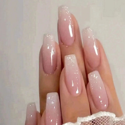 24pcs/set short square fake nails for women cute bride heart white french tips faux ongles y2k press on false nail supplies High Class Cosmetics