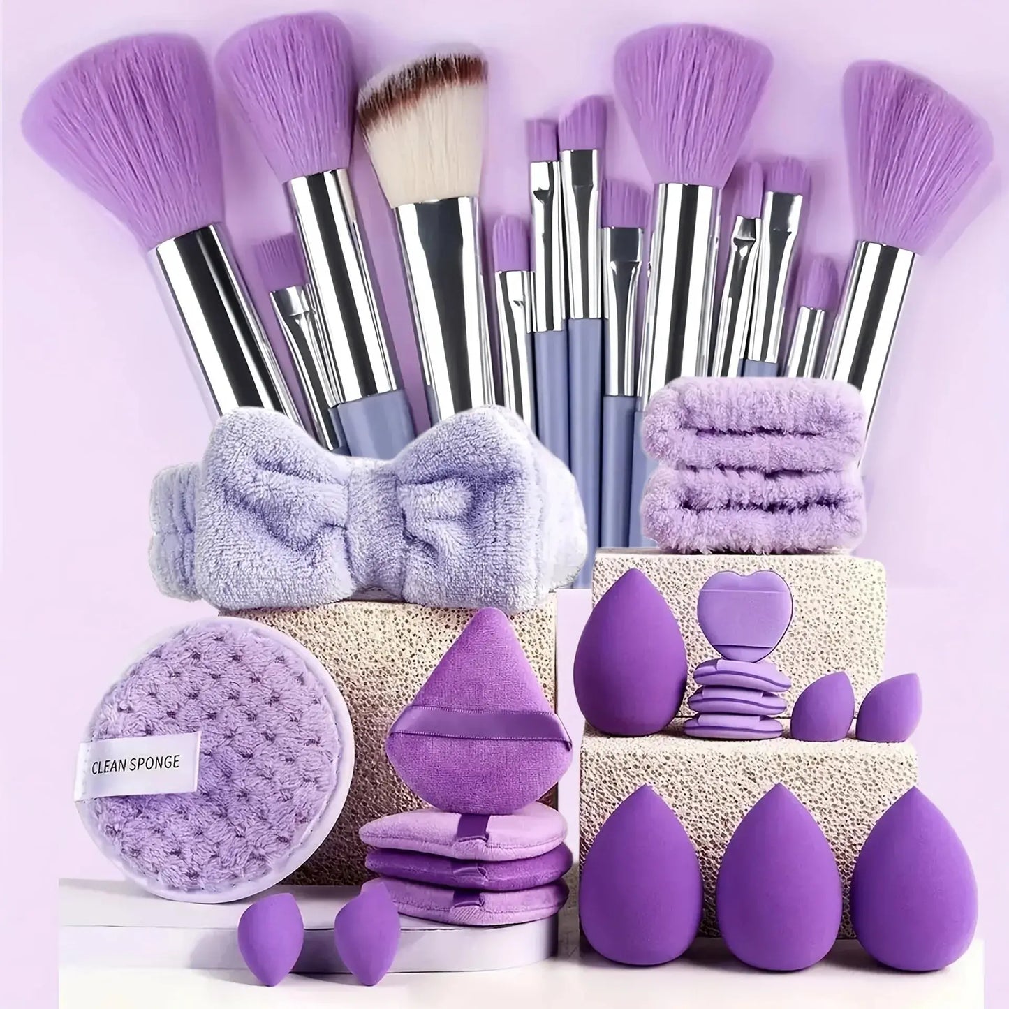 33pcs beauty set makeup kit  large and small beauty sponges for flawless makeup application and removal of makeup full set High Class Cosmetics