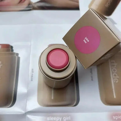 Rhod Pocket Blush LIP Stick Lip And Cheek Hydrating Stick Natural Rouge Powder Blush Cream Lipstick Cheek Easy To Apply Color High Class Cosmetics