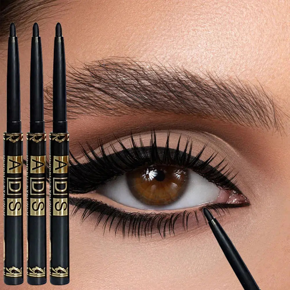 3pcs Black Eyeliner Pencils -Waterproof, Sweatproof & Smudge-Proofwith Easy Twist Application for Flawless Eye Makeup High Class Cosmetics