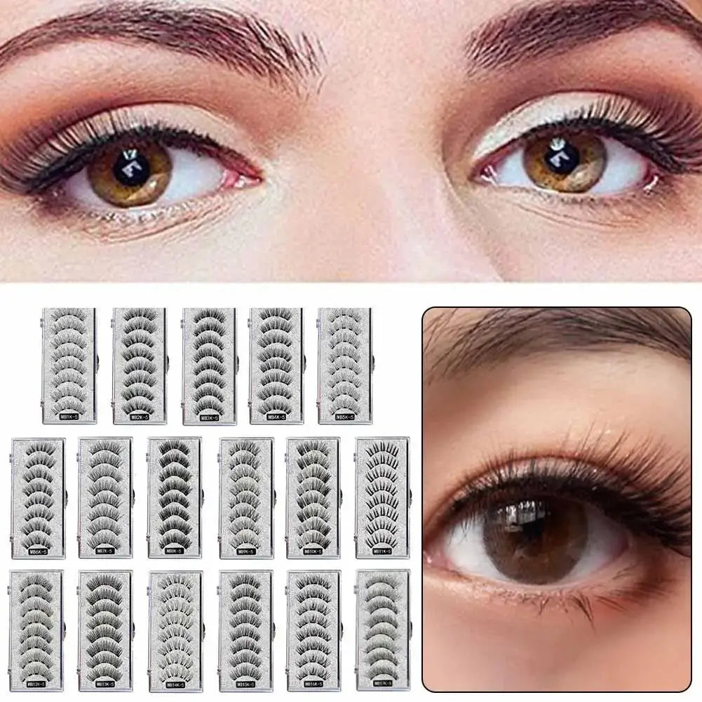 3D Natural Magnetic Eyelashes,With 5 Magnetic Lashes Shipping Box Eyelashes Handmade False Gift Reusable Support Drop Magne T6N2 High Class Cosmetics