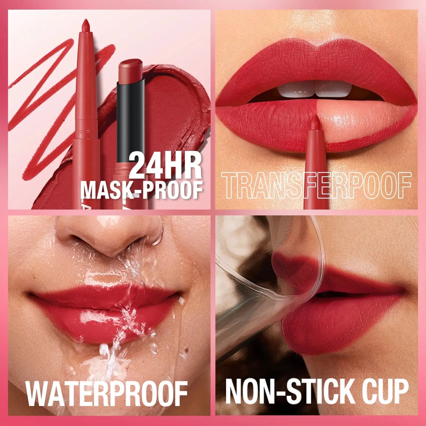 Integrated waterproof lipliner+lipstick lipstick lipstick set,no smudge,no fade,no cup,durable,easy to create a perfect makeup! High Class Cosmetics