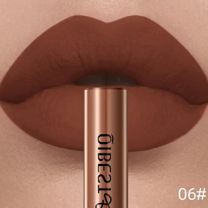QIBEST Matte Liquid Lipstick Waterproof Long Lasting Velvet Lip Gloss Tint Tube Matte Nude Pigment Red Lipgloss Lips Makeup High Class Cosmetics
