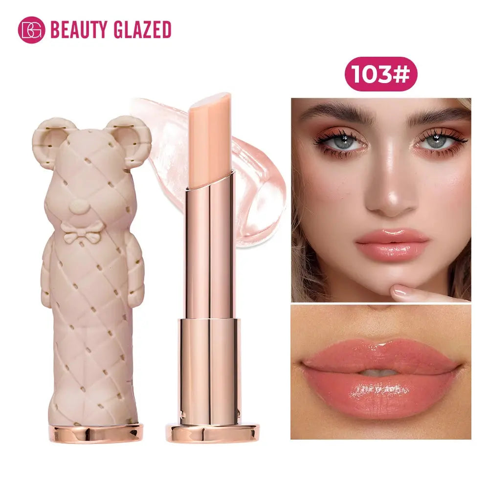 Beauty Glazed Bear Moisturizing Lipstick,Colored Lip Balm,Nourishing Lip stick,Easy To Color,Watery High Class Cosmetics