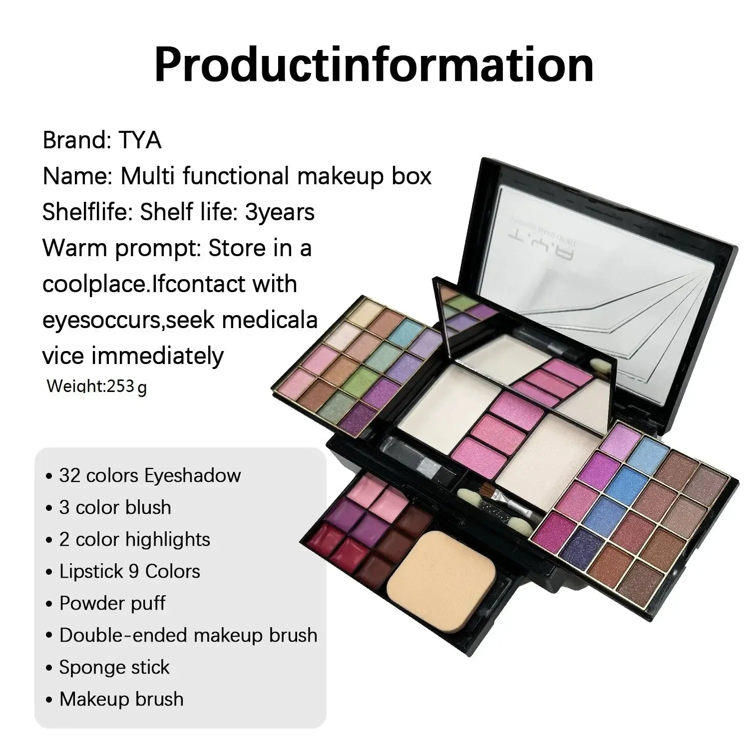 Makeup Kit Full Set for Women Multi-functional All in One Box New 46Color Face Lipstick Eye Shadow Eyebrow Brush Make Up Palette High Class Cosmetics