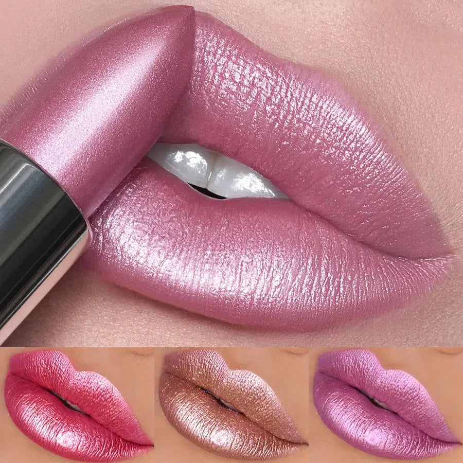 19 colors glitter lipstick hydrating red pink sparkling shine lip color highly pigmented lip tints metallic finish lip makeup High Class Cosmetics