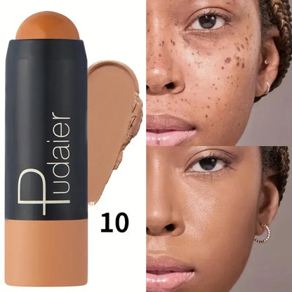 2-in-1 Foundation & Concealer Stick, Waterproof Long Wear, Full Cover, Hide Blemishes, Smooth Base Makeup High Class Cosmetics