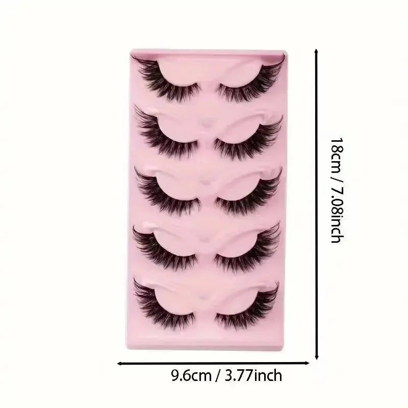 Hot Selling Makeup 5 Pairs Cat Eye Lashes Faux False Eyelashes Dramatic Volume Strip Lashes High Class Cosmetics